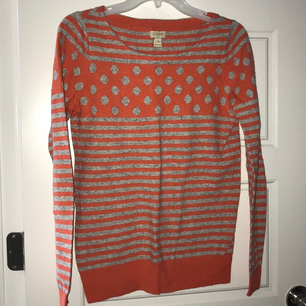 J. Crew orange and gray sweater